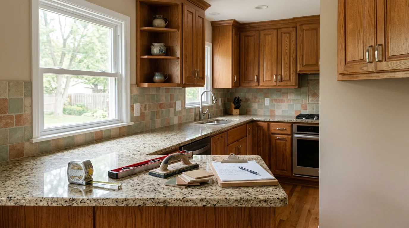 Custom kitchen with tile backsplash and new cabinetry